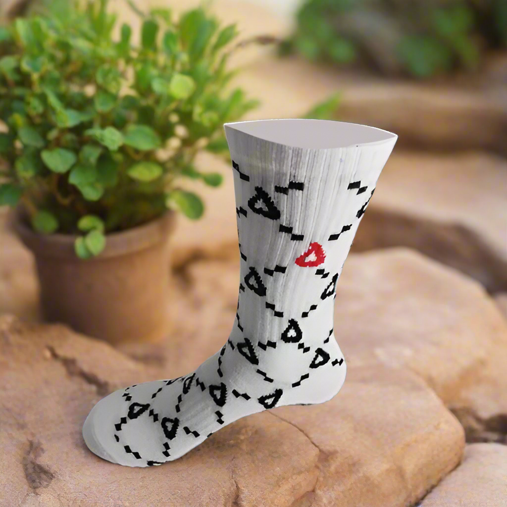 Organic Bamboo Cotton Socks - White Patterned