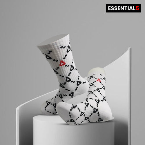 Organic Bamboo Cotton Socks - White Patterned