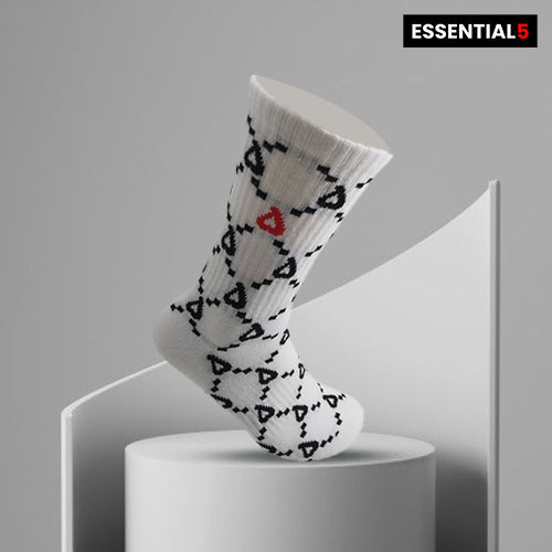 Organic Bamboo Cotton Socks - White Patterned
